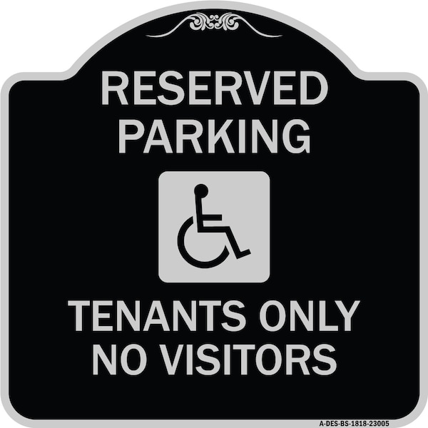 Signmission Reserved Parking Tenants No Visitors W/ Graphic Heavy-Gauge Aluminum Sign, 18" x 18", BS-1818-23005 A-DES-BS-1818-23005 - main